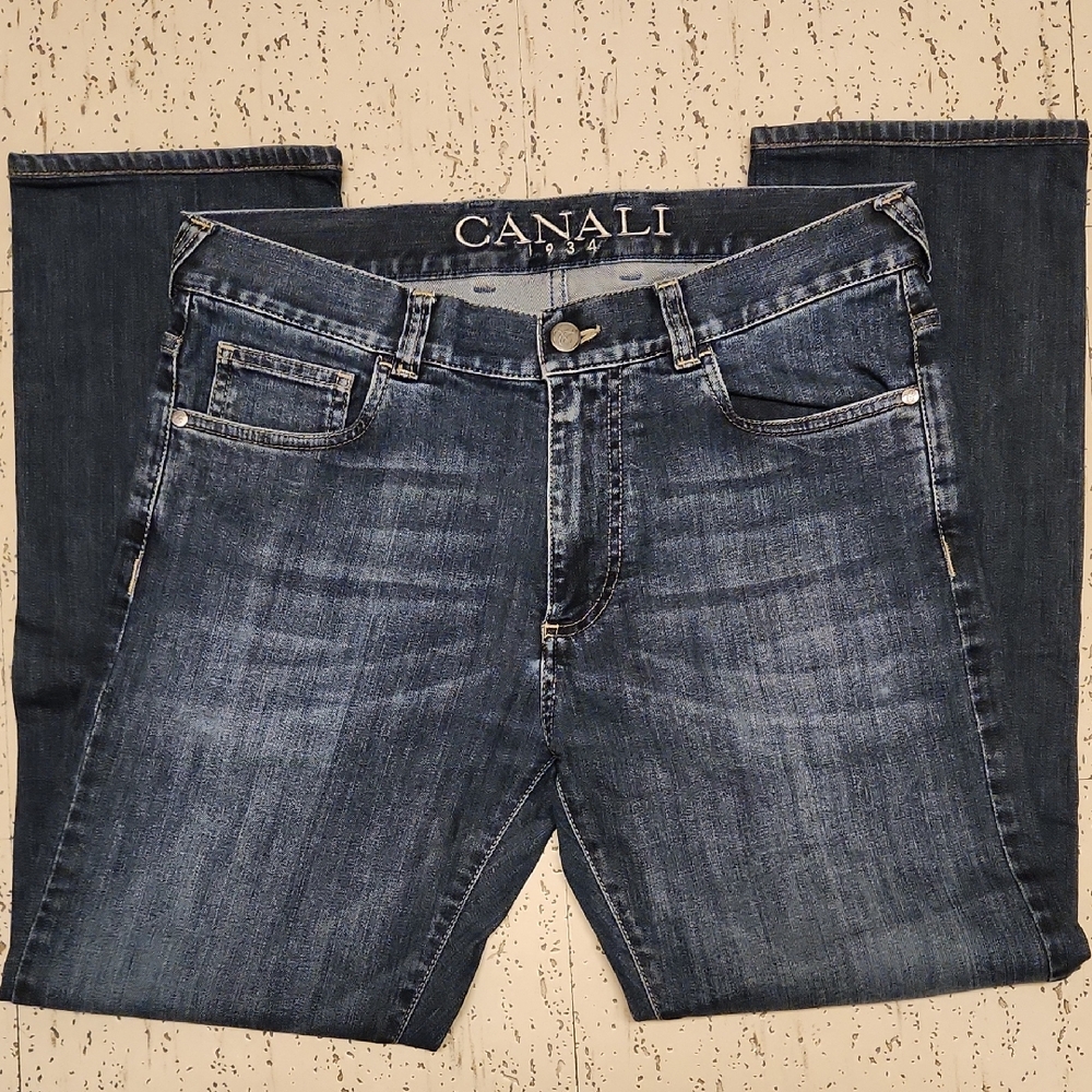 Canali Straight Leg Baggy Fit Dark Blue Jeans